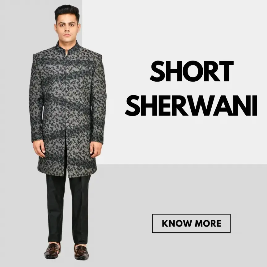 Custom Made Short Sherwani - GetEthnic