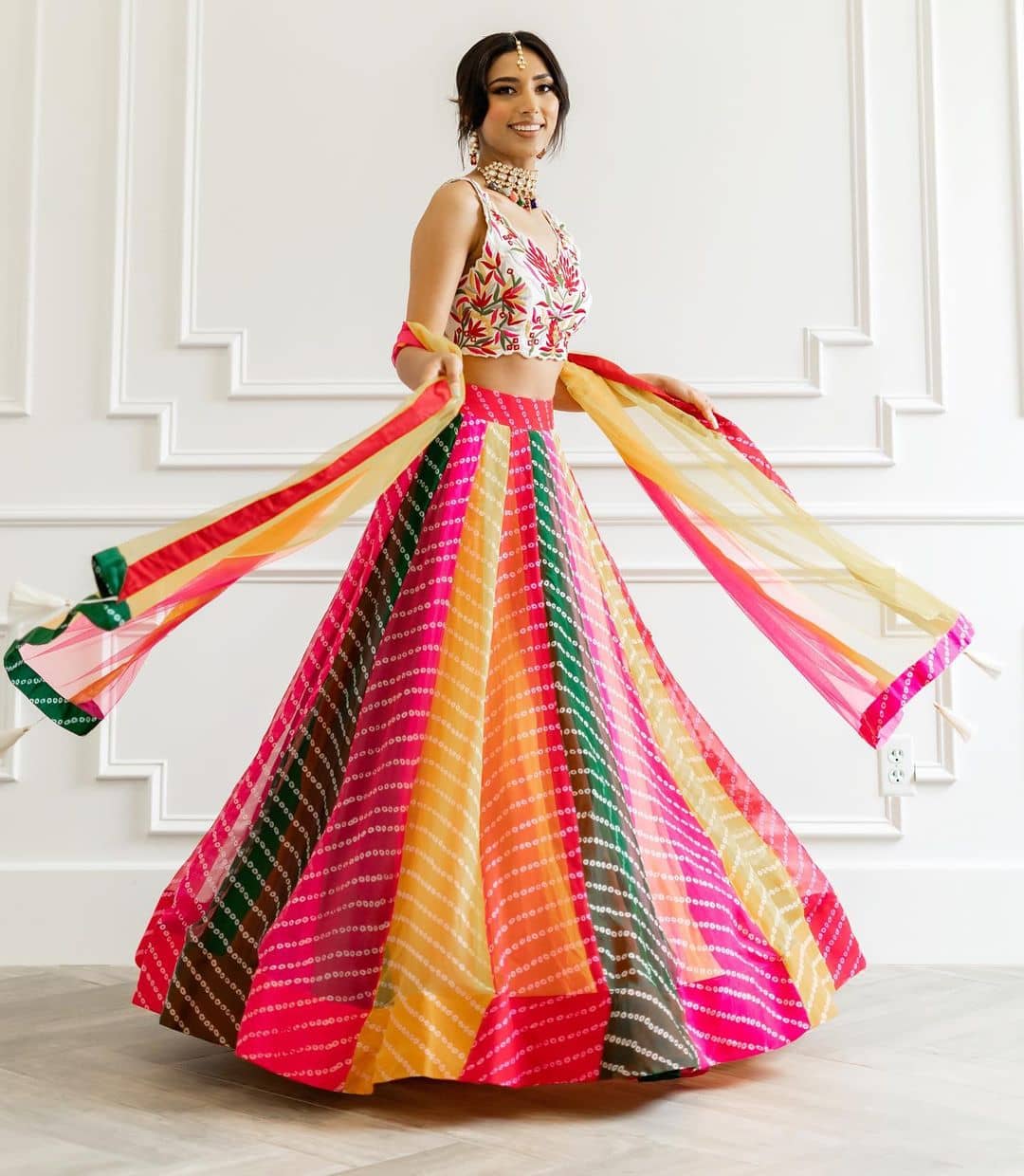Panelled Saturated Shades - Bright color lehenga
