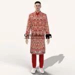 Vivek Red Sherwani Sketch 1