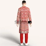 Vivek Red Sherwani Sketch 3